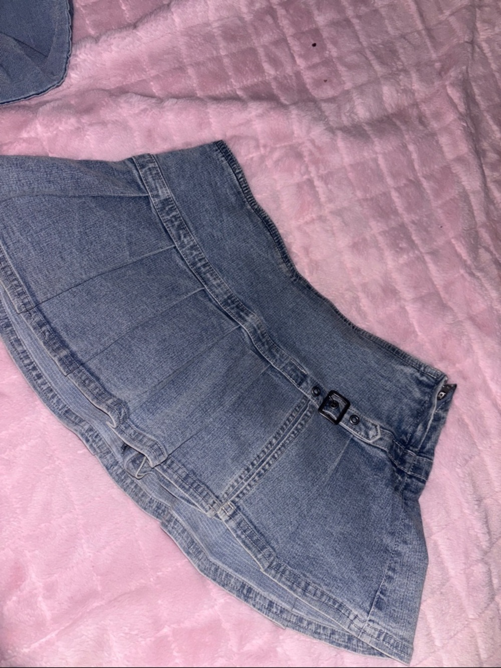 Urban Outfitters Light Blue Pleated Denim Mini Skirt